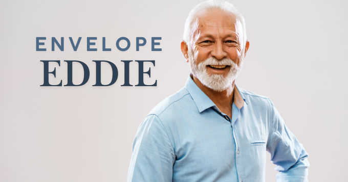 An senior gentleman with the label 