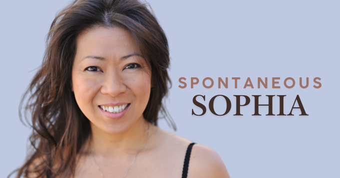 A cheerful looking woman with the label 