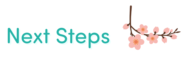 Text Next Steps with cherry blossoms